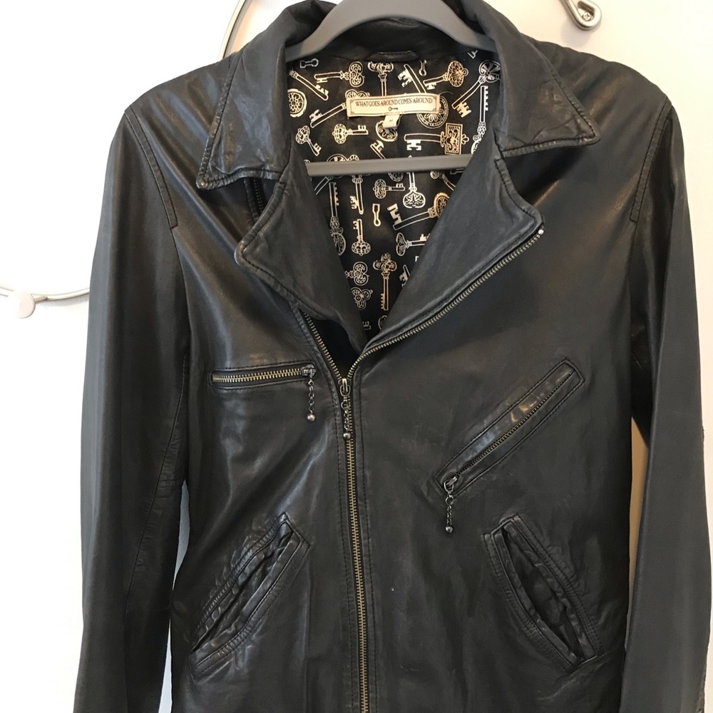 Leather Black Moto Jacket Punk Rocker Biker M